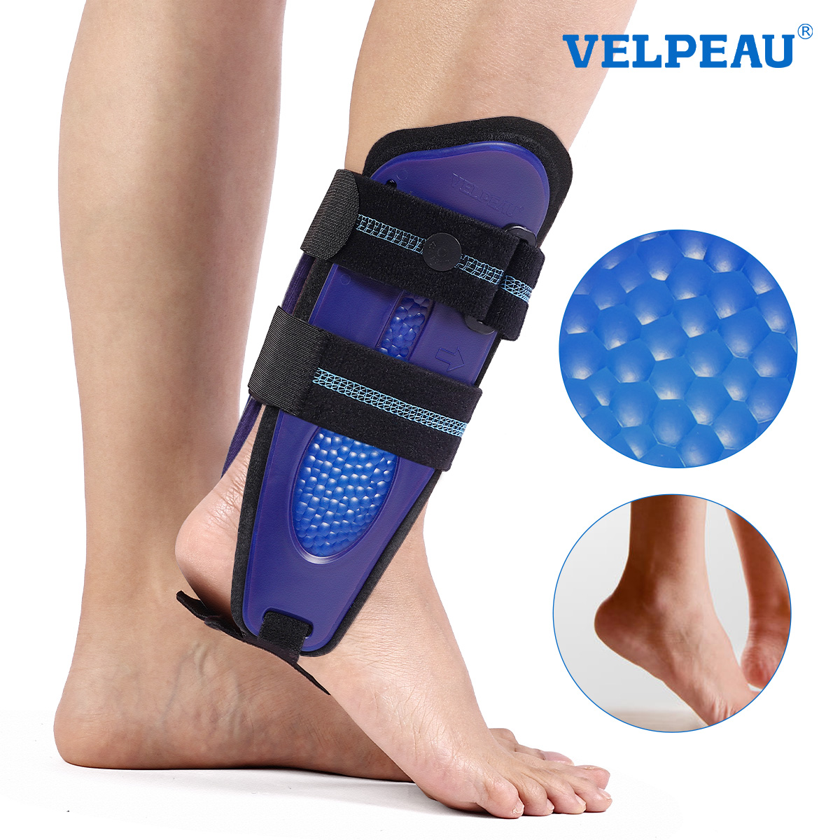 Ankle Mobility Band - VELPEAU スティラップアンクルブレース（捻挫、腱炎、靱帯損傷用）、調整可能なアンクルスプリントスタビライザー、左右両足対応