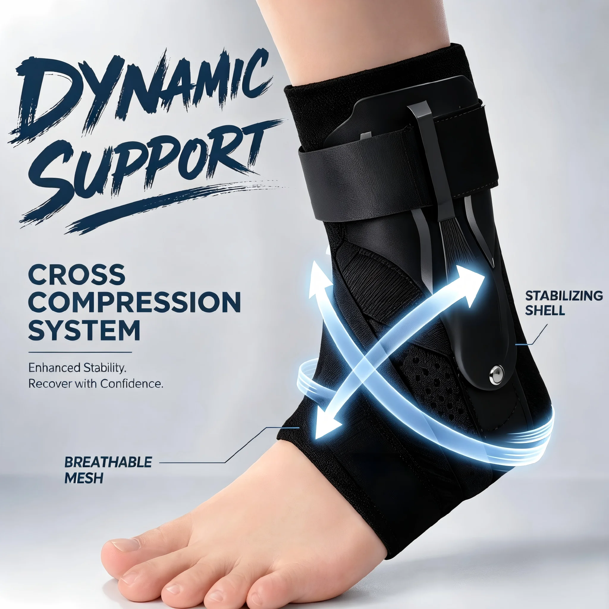 Ankle Mobility Band - 1/2 個の足首ブレース、捻挫した足首のサポート用、男性用、女性用のサイドスタビライザー付き、足首スプリントスタビライザー、回復腱炎用