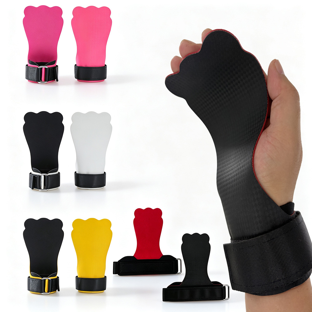 Crossfit Training Gear - ケブラー・ラバー製ウェイトリフティングハンドグリップ、フロッグ型ノーホールリストラップ、スポンジ製リストサポート、パームプロテクター（クロスフィット用）