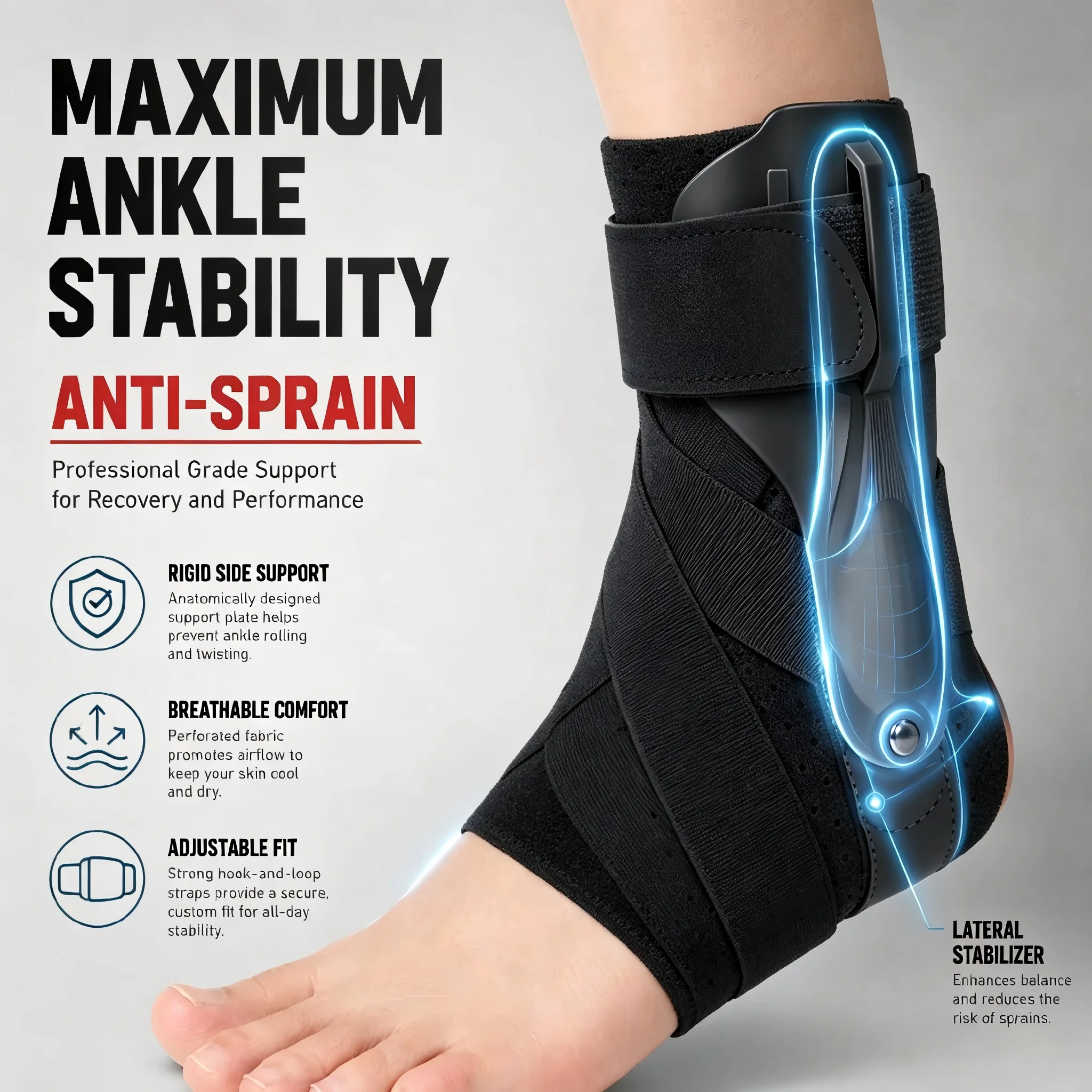 1/2 個の足首ブレース、捻挫した足首のサポート用、男性用、 - Ankle Mobility Band のレビューと価格