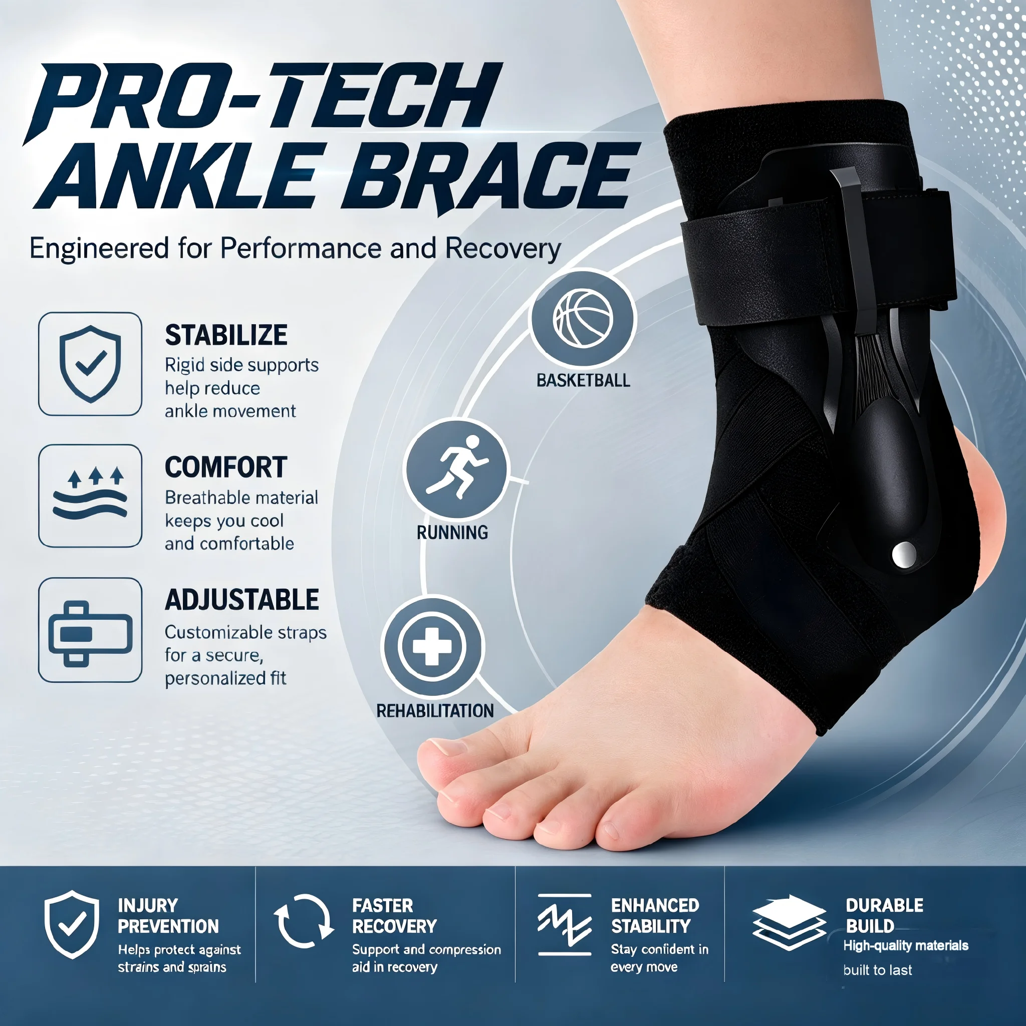 1/2 個の足首ブレース、捻挫した足首のサポート用、男性用、 - Ankle Mobility Band のレビューと価格