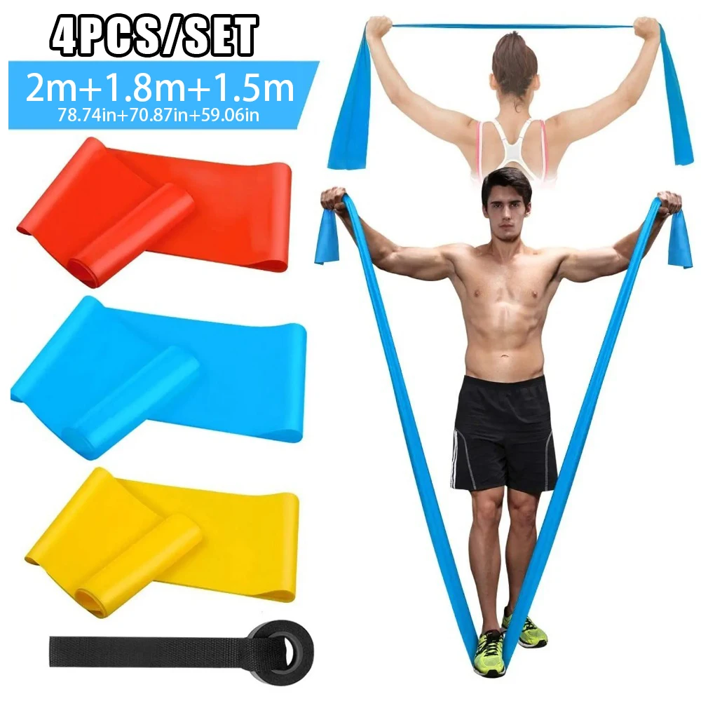 4 ピース/セット弾性フィットネスバンド抵抗バンドテープヨガ - Crossfit Training Gear のレビューと価格